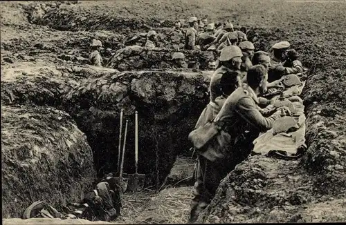 Ak Das Deutsche Heer, Infanterie im Schützengraben, Beobachtung des annähernden Feindes, I. WK