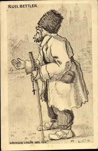 Künstler Ak Russischer Bettler, 1916
