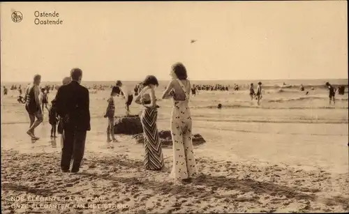 Ak Ostende Westflandern, Nos Elegantes a la Plage, Strandszene