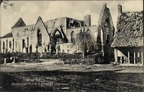 Ak Hollebeke Westflandern, Die berühmte Kirche, Ruine