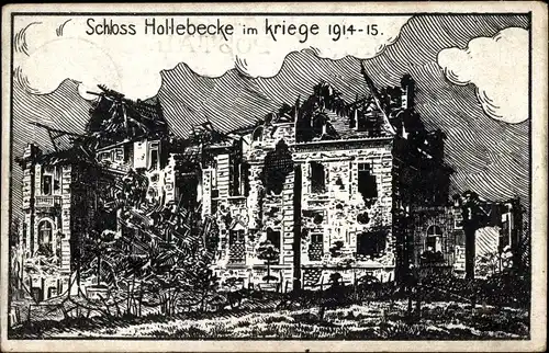 Ak Hollebeke Westflandern, Schloss Hollebecke im Kriege 1914-15