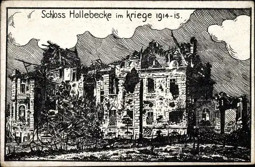 Ak Hollebeke Westflandern, Schloss Hollebecke im Kriege 1914-15