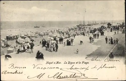 Ak Knokke Heist Heyst Knocke sur Mer Westflandern, La Digue et la Plage