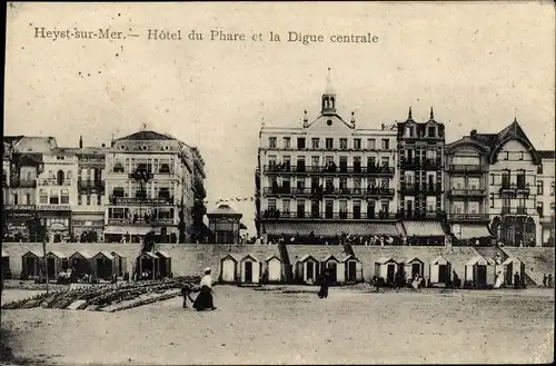 Ak Knokke Heist Heyst Knocke sur Mer Westflandern, Hotel du Phare et la Digue centrale