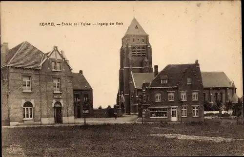 Ak Kemmel Heuvelland Westflandern, Entree de l'Eglise