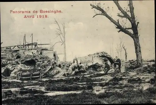 Ak Boesinghe Boezinge Westflandern, Häuserruinen im April 1918, Kriegszerstörung I. WK