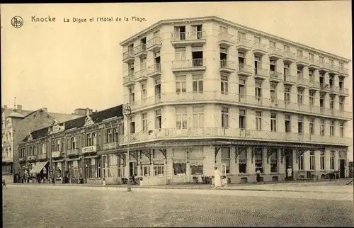 Ak Knokke Heist Heyst Knocke sur Mer Westflandern, La Digue et l'Hotel de la Plage