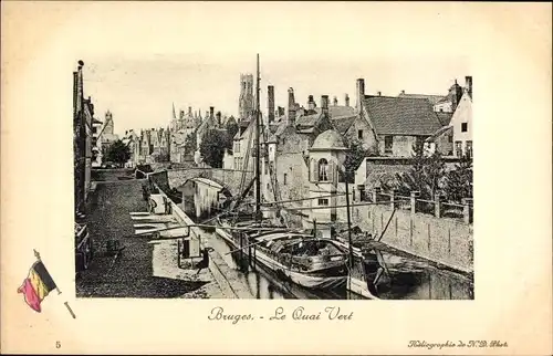 Ak Bruges Brügge Flandern Westflandern, Le Quai Vert, Boote