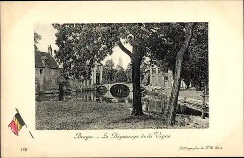 Ak Bruges Brügge Flandern Westflandern, Le Beguinage de la Vigne, Brücke