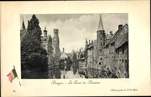 Ak Bruges Brügge Flandern Westflandern, Le Quai du Rosaire