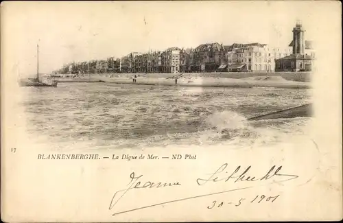 Ak Blankenberghe Blankenberge Westflandern, La Digue de Mer, Leuchtturm