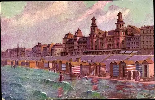 Ak Blankenberghe Blankenberge Westflandern, Strand, Badewagen