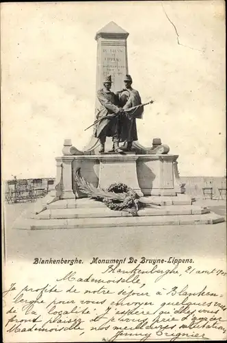 Ak Blankenberghe Blankenberge Westflandern, Monument De Bruyne-Lippens, Denkmal