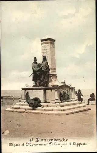 Ak Blankenberghe Blankenberge Westflandern, Digue et Monument Debruyne et Lippens