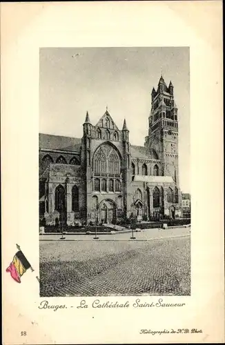 Ak Bruges Brügge Flandern Westflandern, La Cathedrale Saint-Sauveur