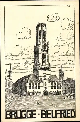 Ak Bruges Brügge Flandern Westflandern, Belfried