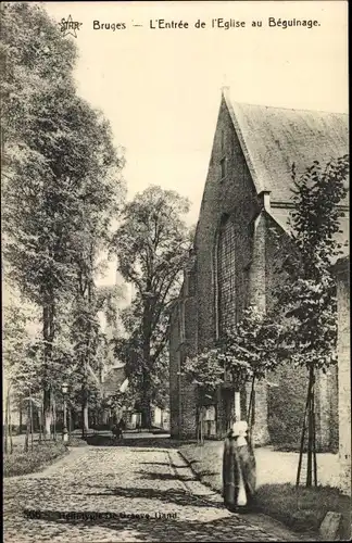 Ak Bruges Brügge Flandern Westflandern, L'Entree de l'Eglise au Beguinage