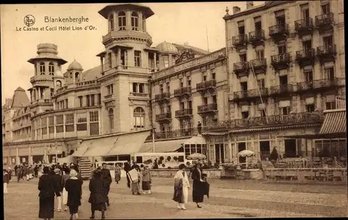 Ak Blankenberghe Blankenberge Westflandern, Le Casino et Cecil Hotel Lion d'Or