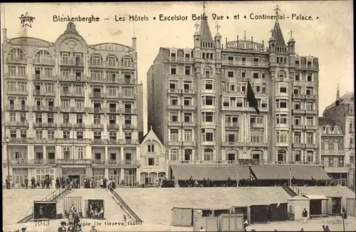 Ak Blankenberghe Blankenberge Westflandern, Les Hotels Excelsior Belle Vue et Continental-Palace