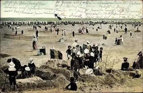 Ak Blankenberge Westflandern, Les Entfants sur la plage