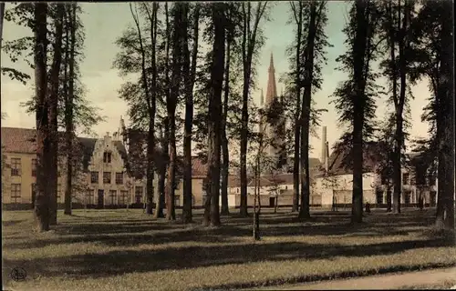 Ak Bruges Brügge Flandern Westflandern, Park, Gebäude, Kirche