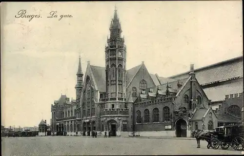 Ak Bruges Brügge Flandern Westflandern, La gare