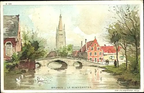 Ak Bruges Brügge Flandern Westflandern, Le Minnewater