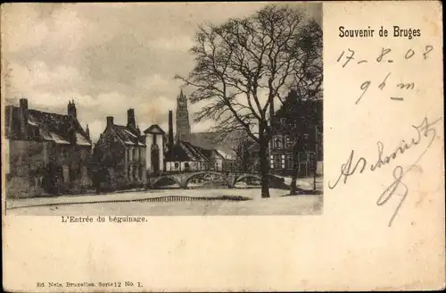 Ak Bruges Brügge Flandern Westflandern, l'Entree du beguinage