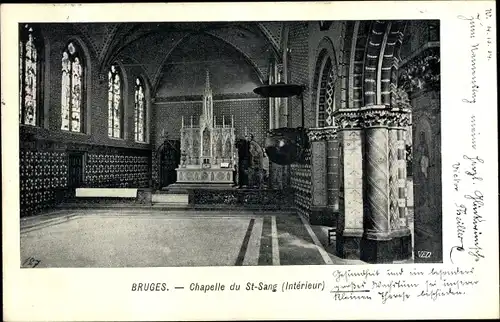 Ak Bruges Brügge Flandern Westflandern, Chapelle du St. Sang, Interieur
