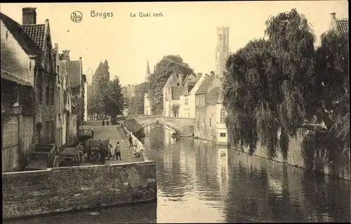 Ak Bruges Brügge Flandern Westflandern, Le Quai vert