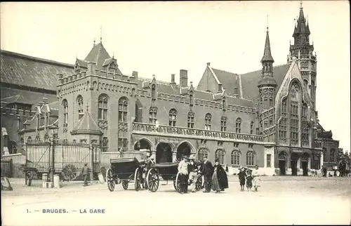 Ak Bruges Brügge Flandern Westflandern, La Gare