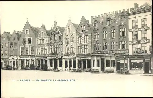 Ak Bruges Brügge Flandern Westflandern, Maisons de la Grand'Place