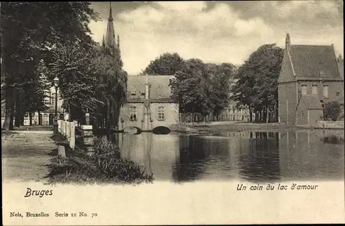 Ak Bruges Brügge Flandern Westflandern, Un coin du lac d'amour