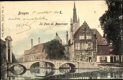 Ak Bruges Brügge Flandern Westflandern, Le Pont du Beguinage
