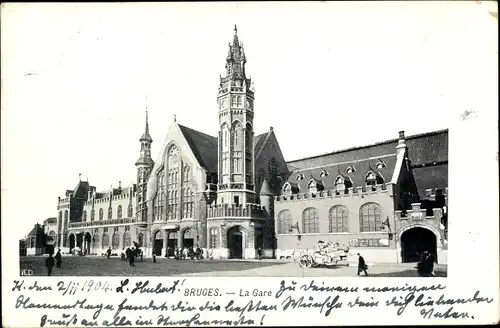 Ak Bruges Brügge Flandern Westflandern, La Gare