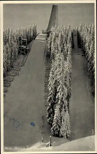 Ak Johanngeorgenstadt im Erzgebirge Sachsen, Hans Heinz und Jugendschanze, Winter