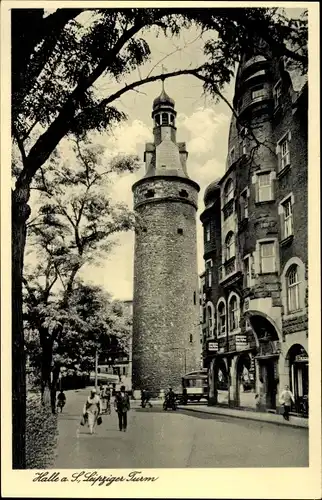 Ak Halle an der Saale, Blick auf den Leipziger Turm