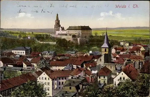 Ak Weida in Thüringen, Schloss, Kirche, Stadtansicht