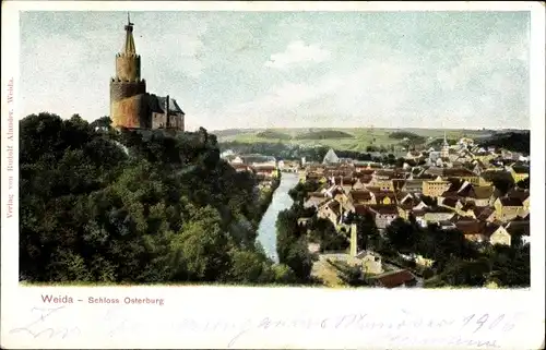 Ak Weida Thüringen, Schloss Osterburg, Panorama