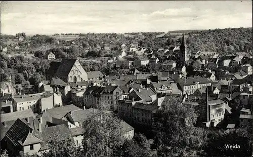 Ak Weida in Thüringen, Blick über die Dächer der Stadt, Kirchturm