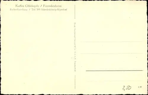 Ak Schellerhau Altenberg im Erzgebirge, Café Glückspilz, Fremdenheim, Wald