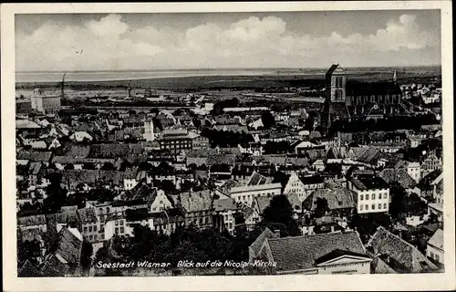 Ak Hansestadt Wismar, Blick auf die Nicolaikirche, Panorama