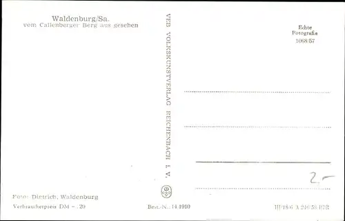 Ak Waldenburg in Sachsen, vom Callenberger Berg aus gesehen