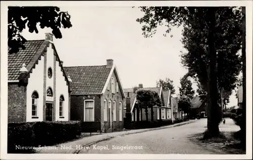 Ak Nieuweschans Groningen, Ned. Herv. Kapel, Singelstraat