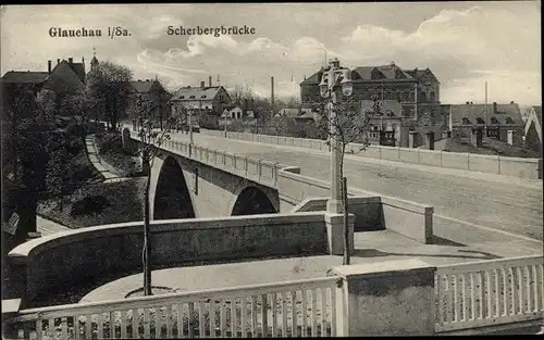 Ak Glauchau in Sachsen, Scherbergbrücke