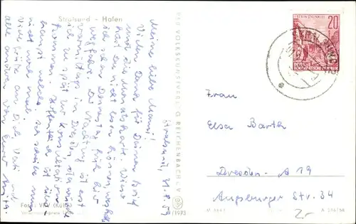 Ak Stralsund in Vorpommern, Hafenpartie