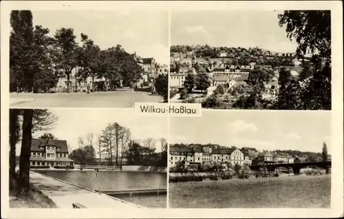 Ak Wilkau Haßlau in Sachsen, Ortsansichten, Schwimmbad, Panorama