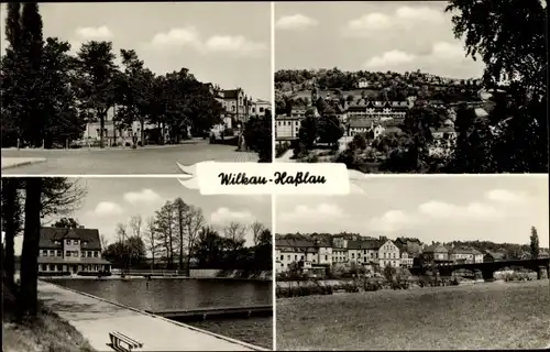 Ak Wilkau Haßlau in Sachsen, Ortsansichten, Schwimmbad, Panorama