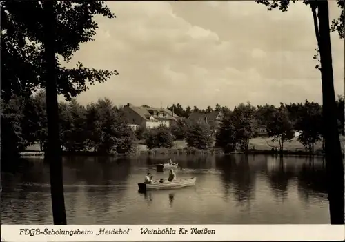 Ak Weinböhla in Sachsen, FDGB-Erholungsheim Heidehof, Ruderboote