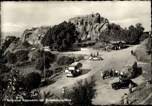 Ak Blankenburg am Harz,  Burgruine Regenstein, Busse